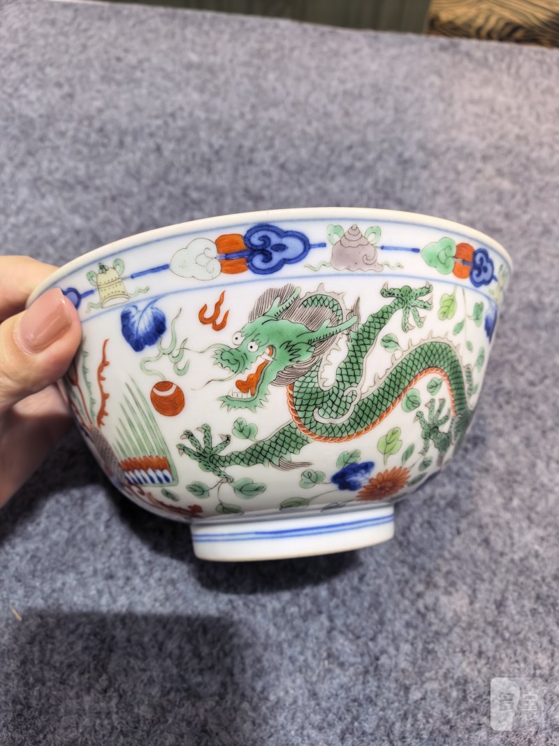 清道光 五彩龙凤纹碗 - 图5